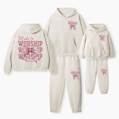 Made To Worship Christian Premium Matching Fleece Hoodie Set
