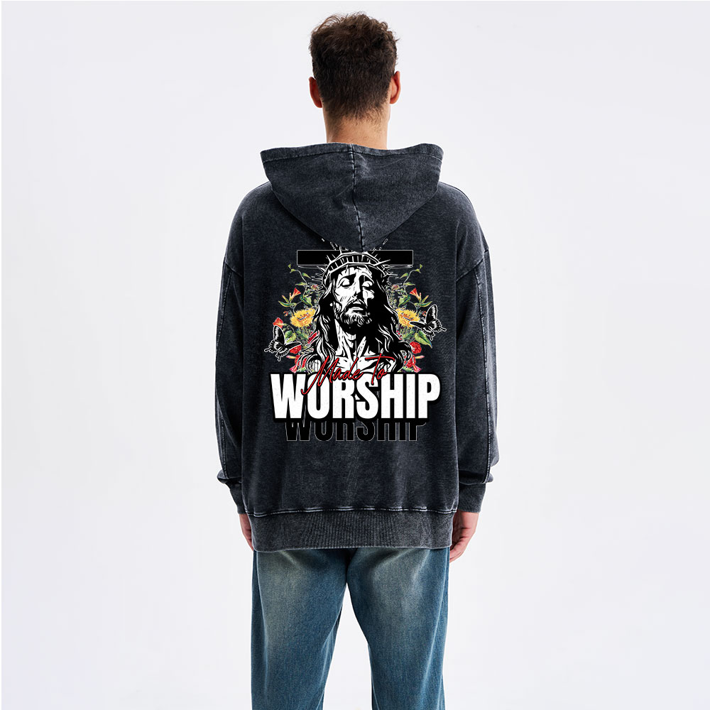 Made To Worship Christian Washed Hoodie