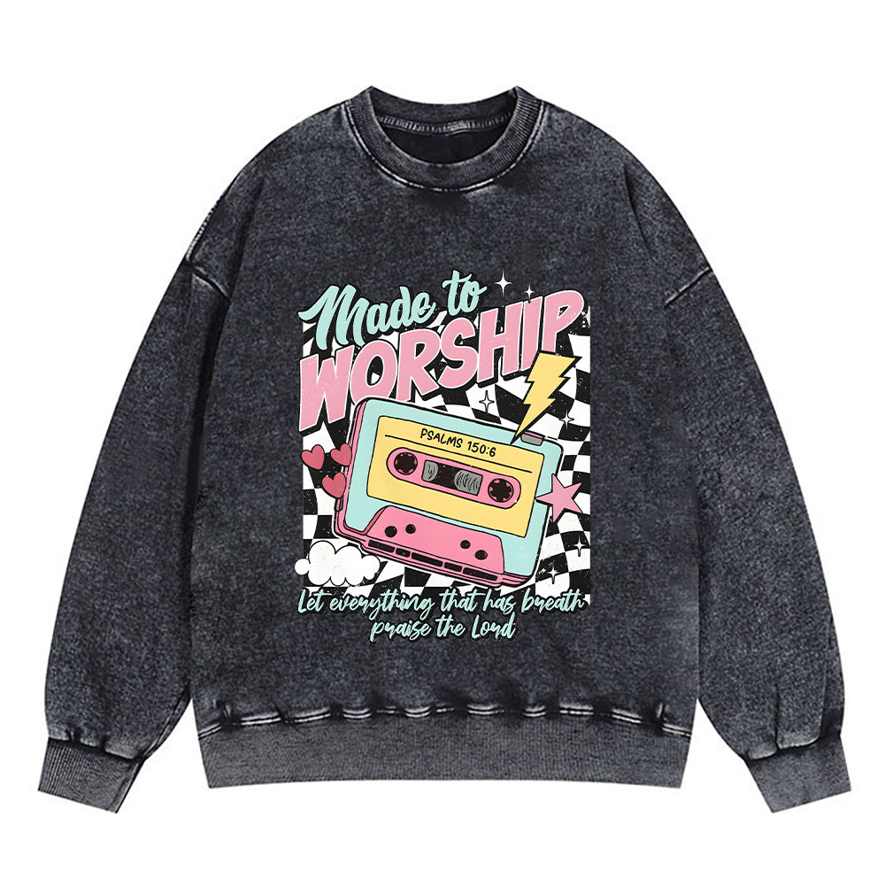 Made To Worship Christian Washed Sweatshirt