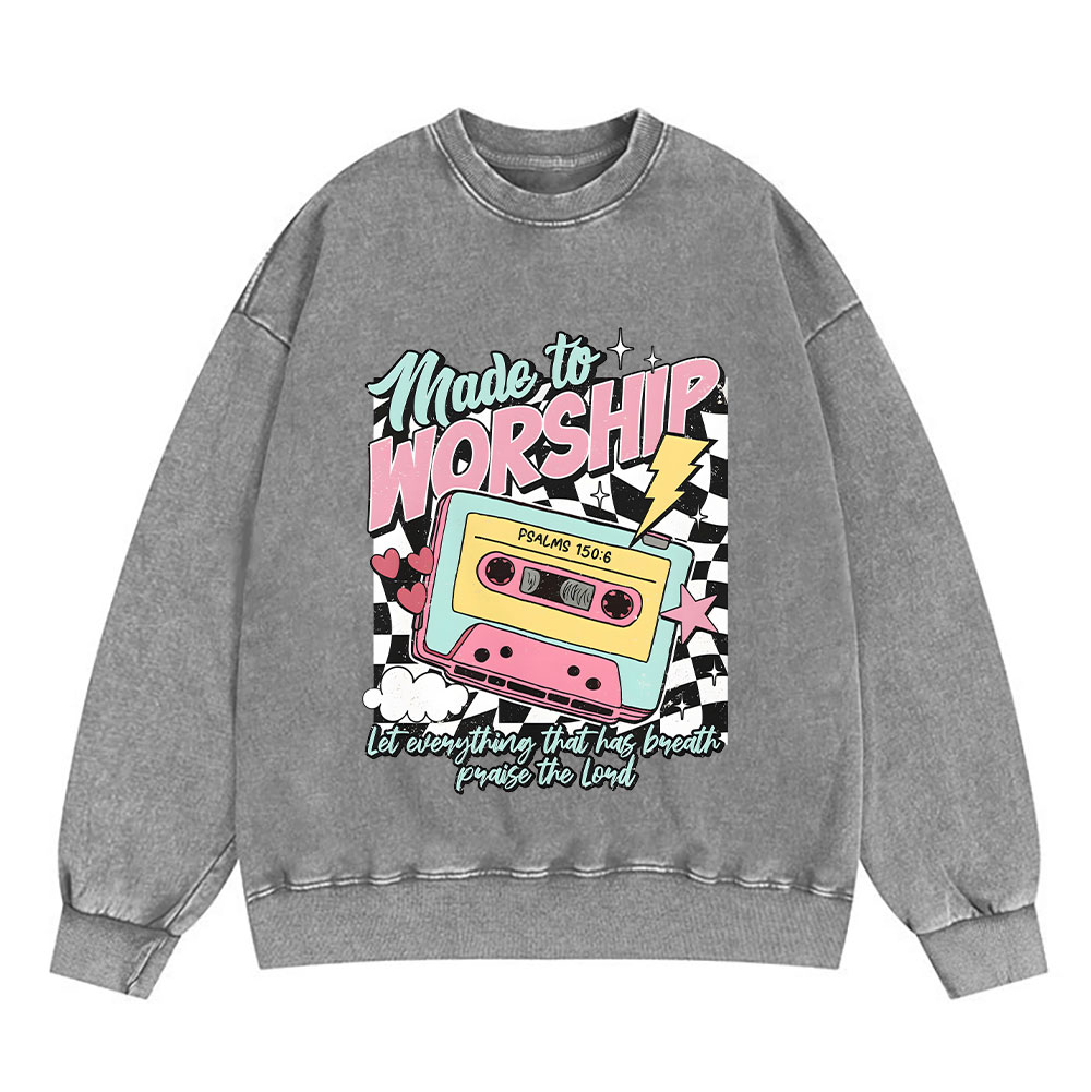 Made To Worship Christian Washed Sweatshirt