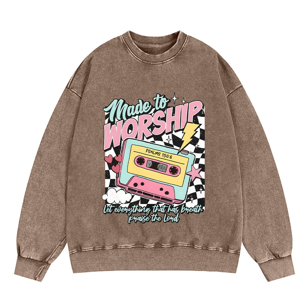 Made To Worship Christian Washed Sweatshirt