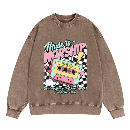 Made To Worship Christian Washed Sweatshirt