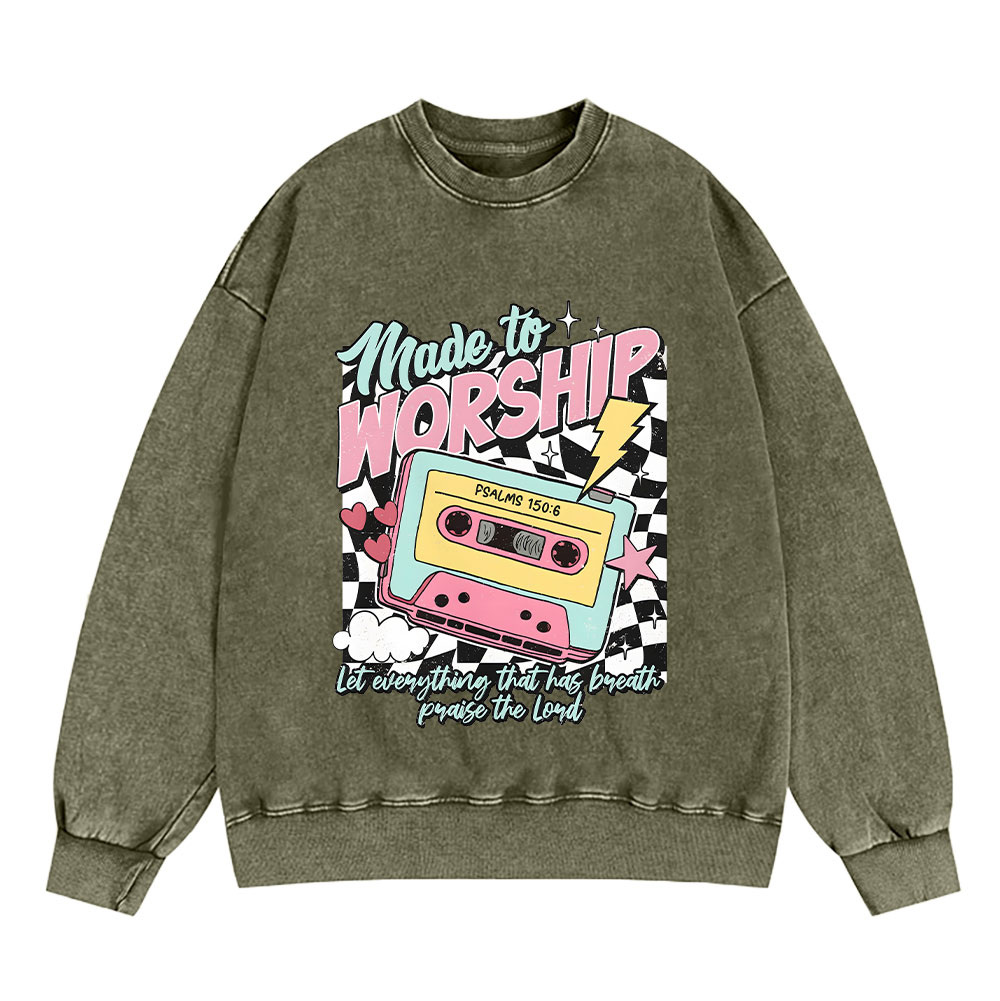 Made To Worship Christian Washed Sweatshirt