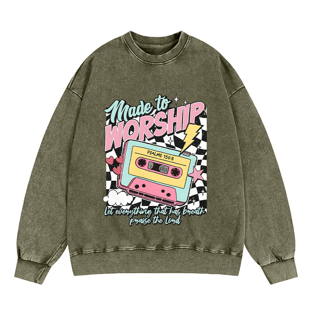 Made To Worship Christian Washed Sweatshirt