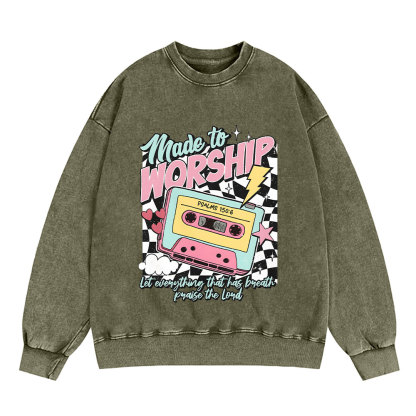 Made To Worship Christian Washed Sweatshirt