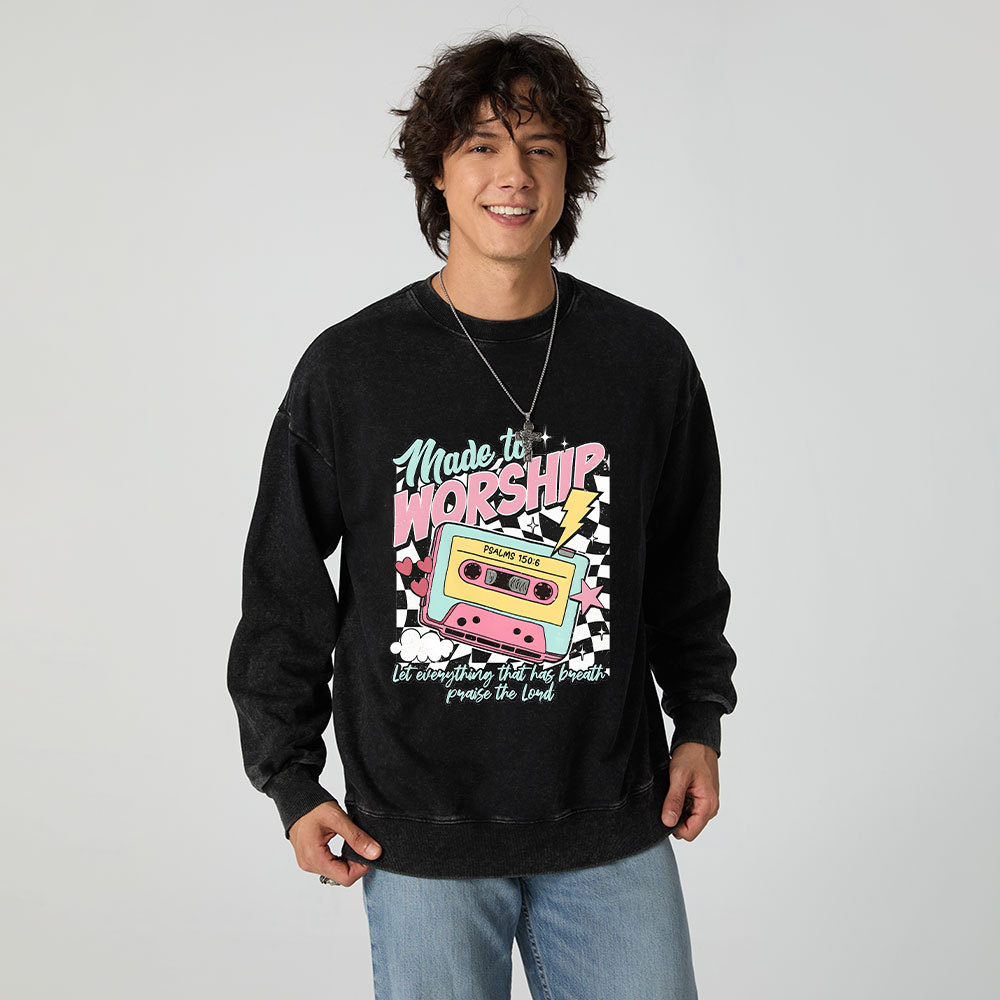 Made To Worship Christian Washed Sweatshirt