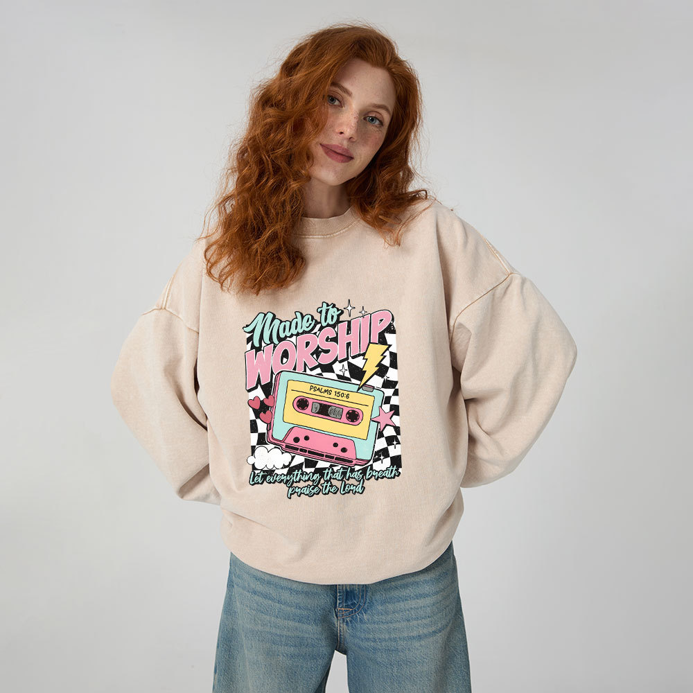 Made To Worship Christian Washed Sweatshirt