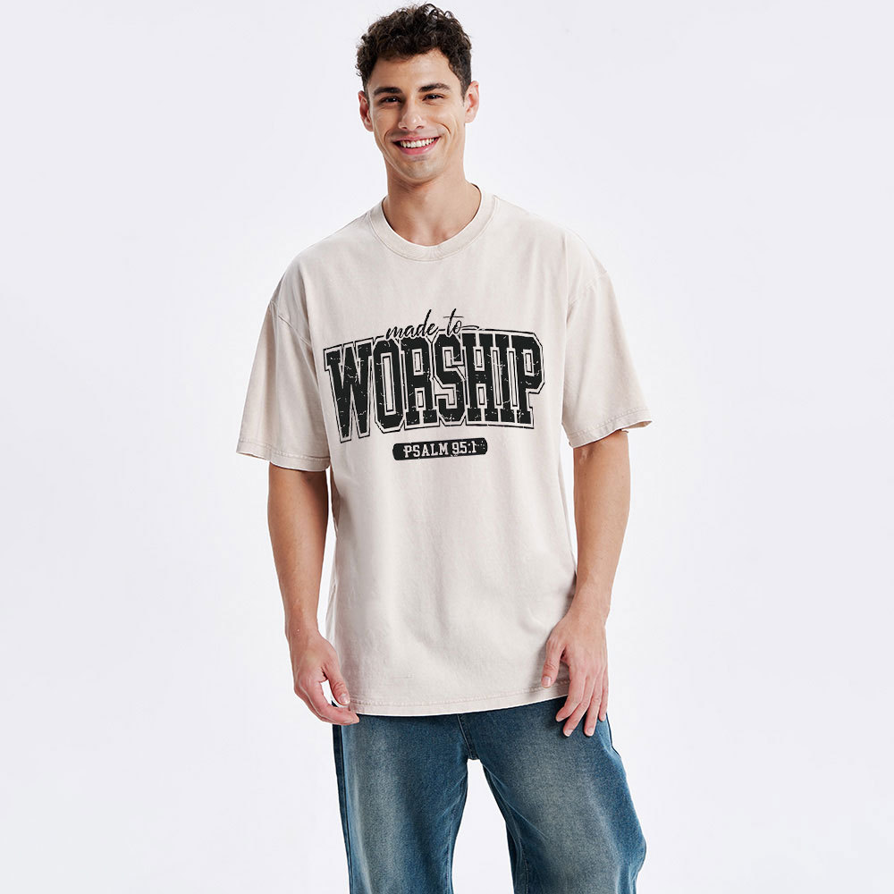 Made To Worship Christian Washed T-Shhirt
