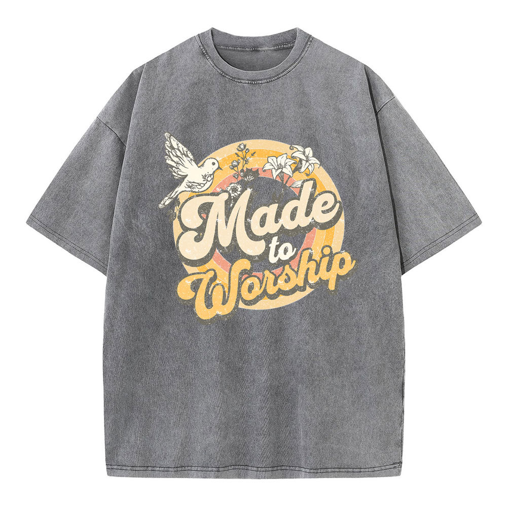 Made To Worship Dove Christian Washed T-Shirt