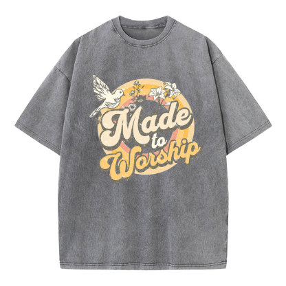 Made To Worship Dove Christian Washed T-Shirt