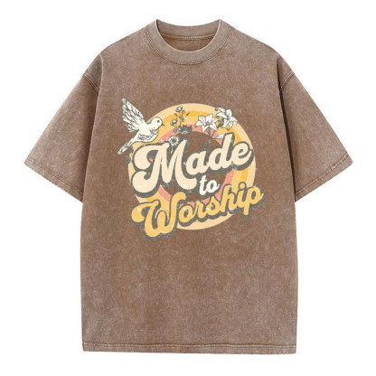 Made To Worship Dove Christian Washed T-Shirt