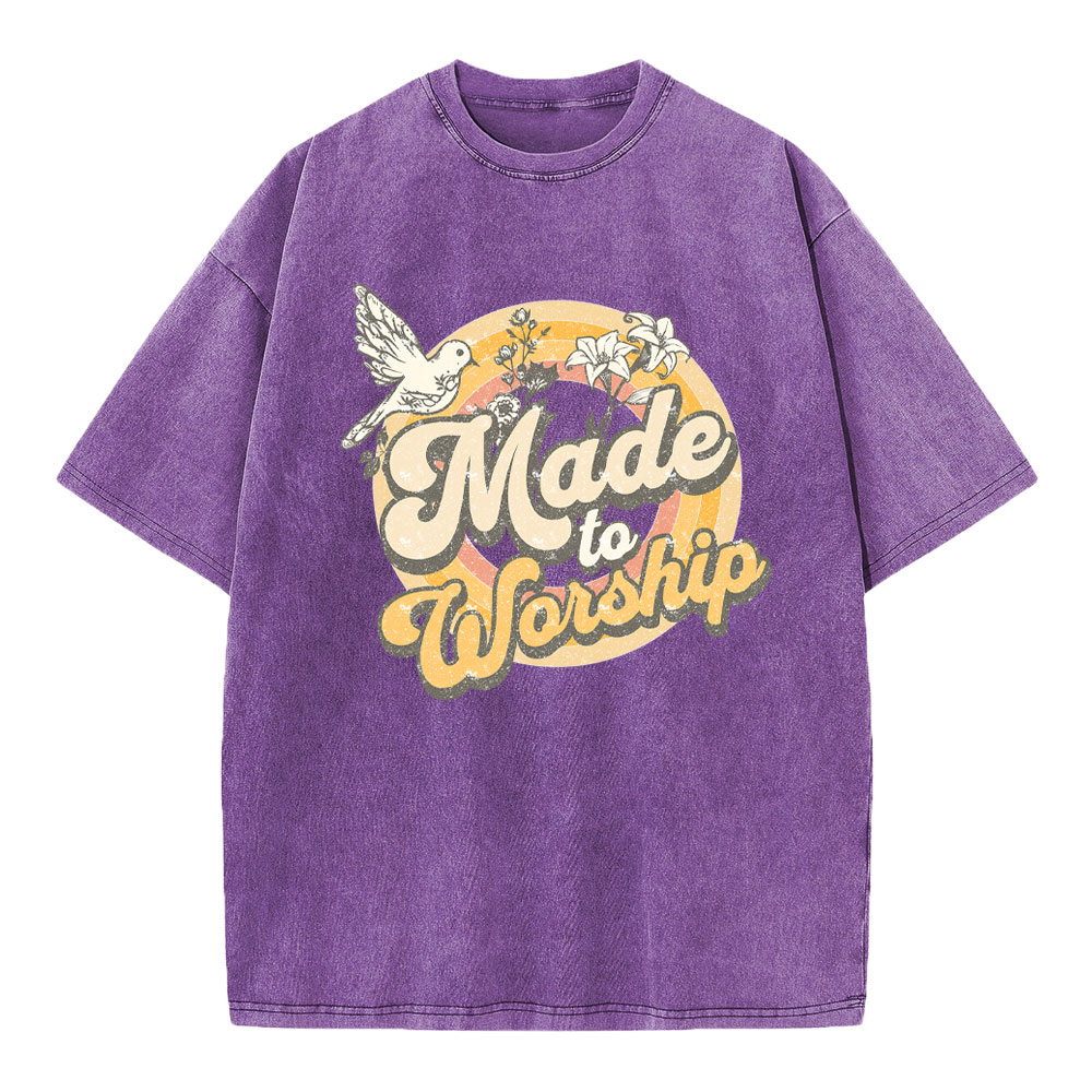 Made To Worship Dove Christian Washed T-Shirt