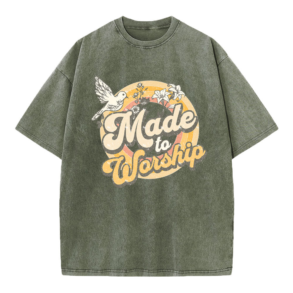 Made To Worship Dove Christian Washed T-Shirt