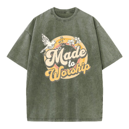 Made To Worship Dove Christian Washed T-Shirt