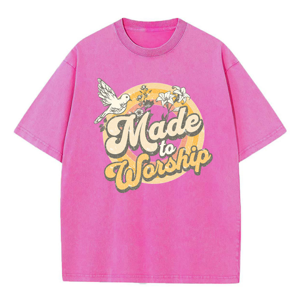 Made To Worship Dove Christian Washed T-Shirt