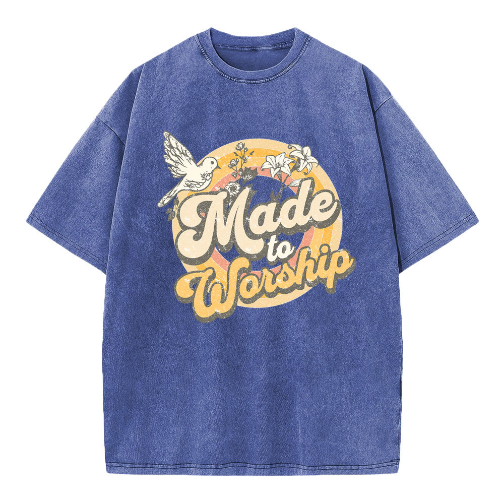 Made To Worship Dove Christian Washed T-Shirt