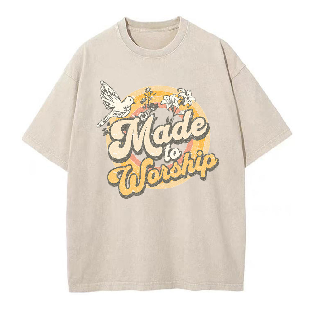 Made To Worship Dove Christian Washed T-Shirt