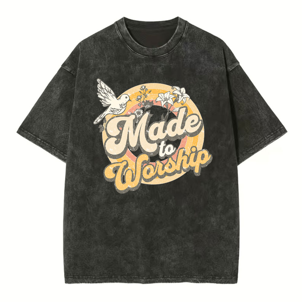 Made To Worship Dove Christian Washed T-Shirt