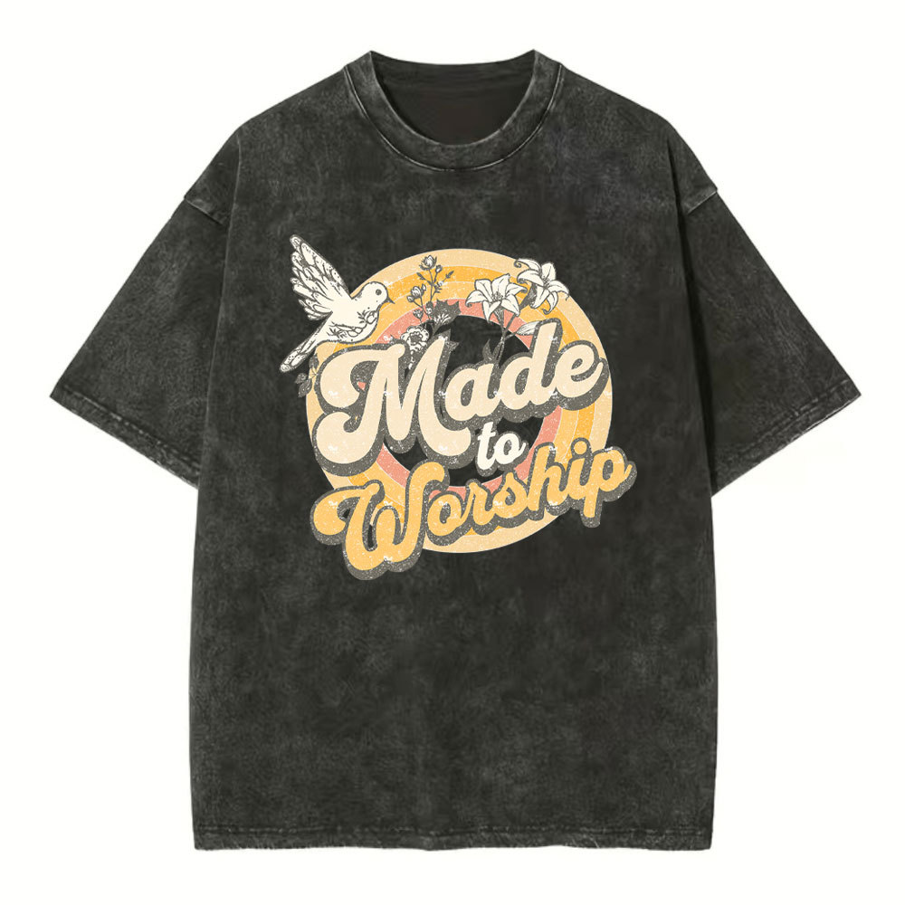 Made To Worship Dove Christian Washed T-Shirt