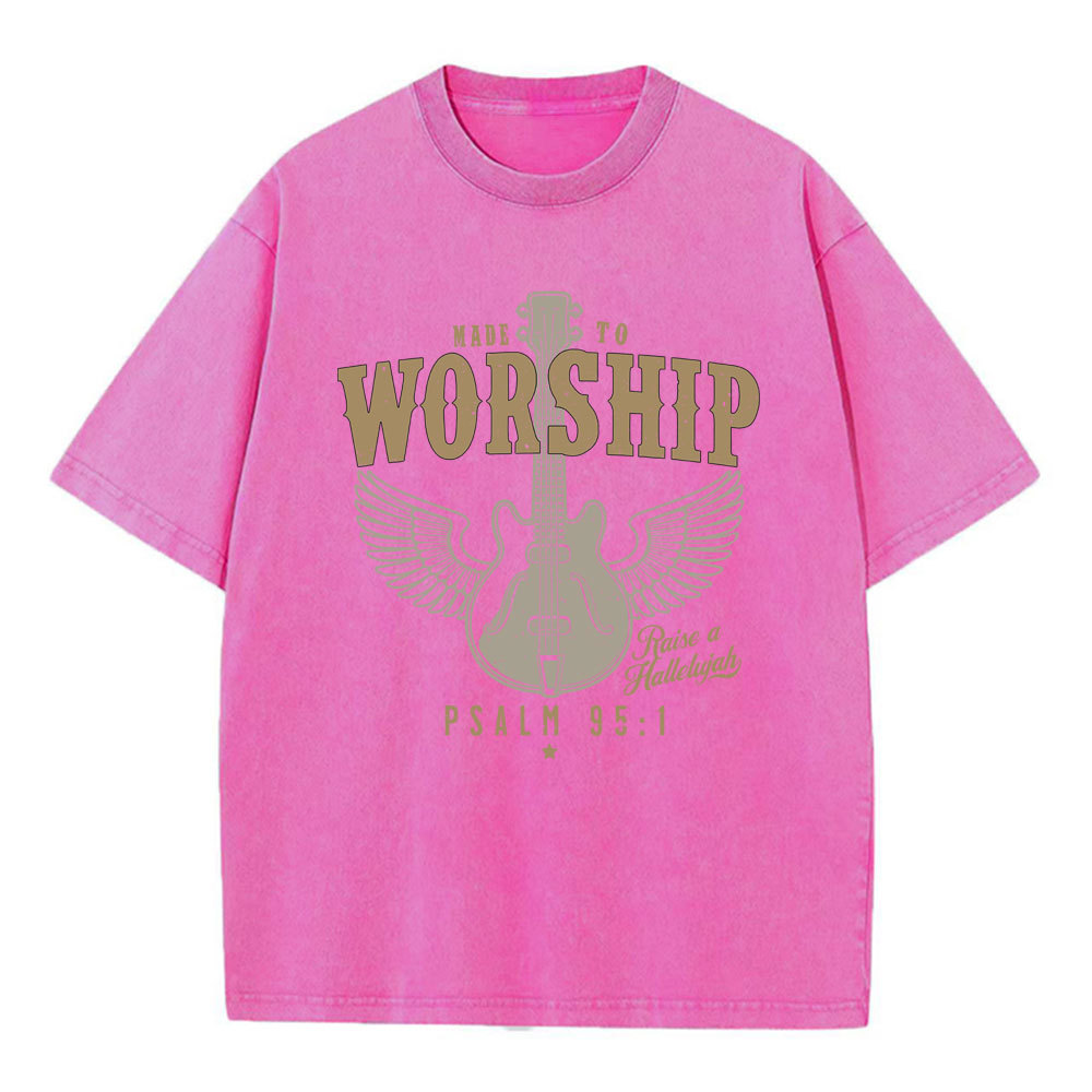 Made To Worship Guitar Christian Washed T-Shirt