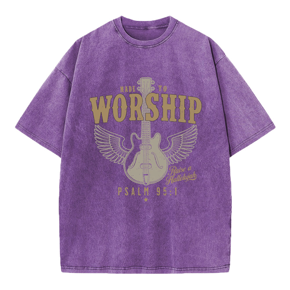 Made To Worship Guitar Christian Washed T-Shirt