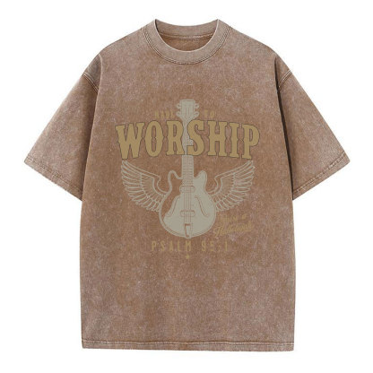 Made To Worship Guitar Christian Washed T-Shirt
