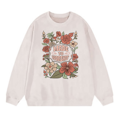 Made To Worship Retro Floral Christian Washed Sweatshirt