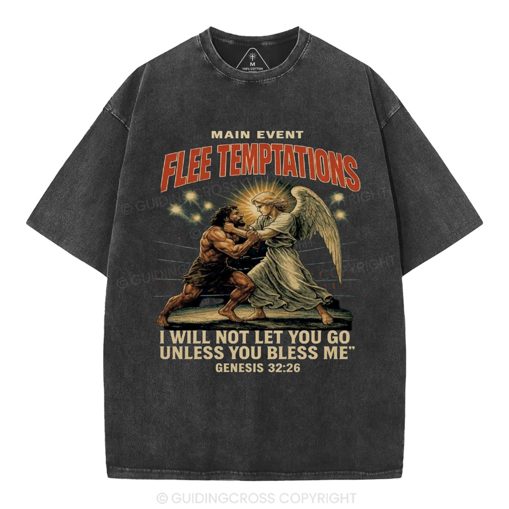 Main Event Flee Temptations  Christian Washed T-Shirt