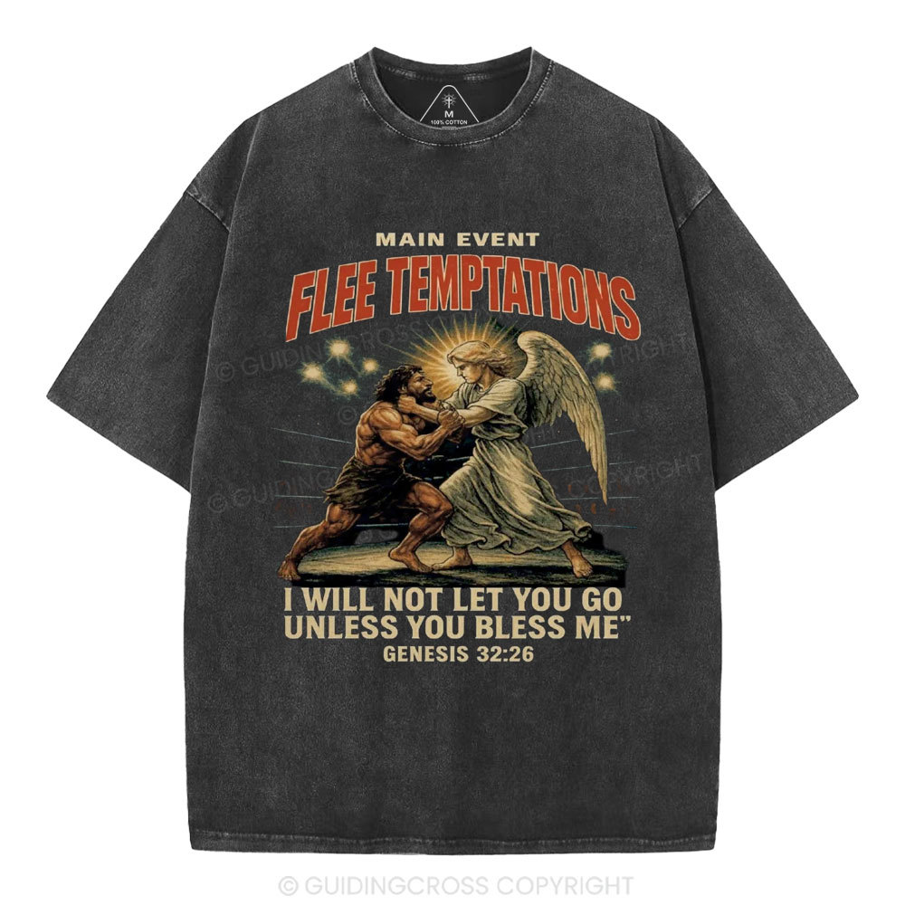 Main Event Flee Temptations  Christian Washed T-Shirt