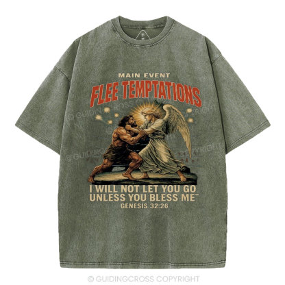 Main Event Flee Temptations  Christian Washed T-Shirt