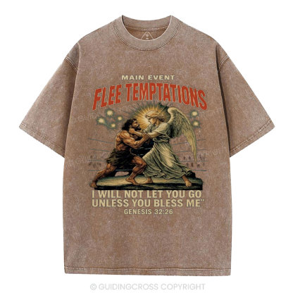 Main Event Flee Temptations  Christian Washed T-Shirt