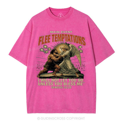Main Event Flee Temptations  Christian Washed T-Shirt