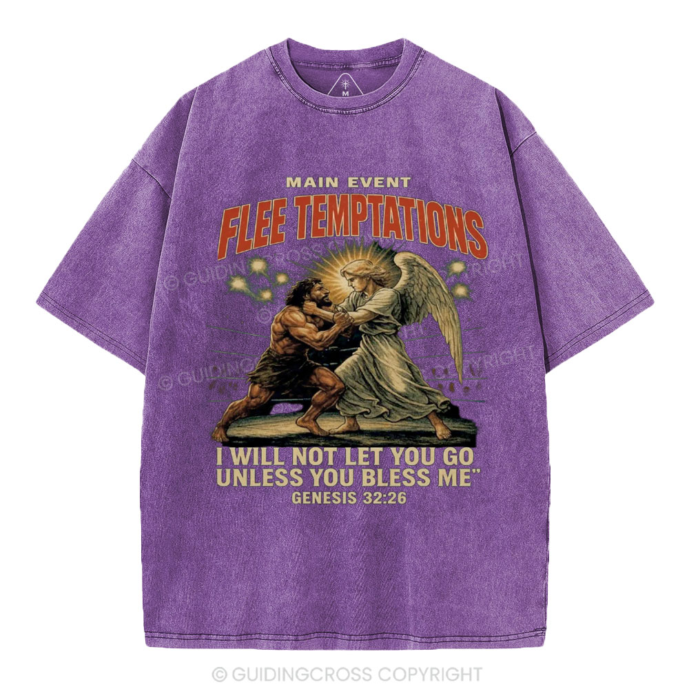 Main Event Flee Temptations  Christian Washed T-Shirt