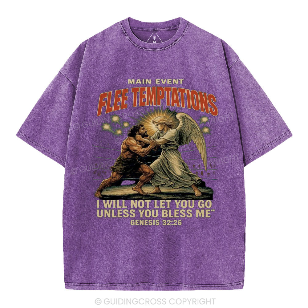 Main Event Flee Temptations  Christian Washed T-Shirt