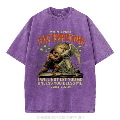 Main Event Flee Temptations  Christian Washed T-Shirt