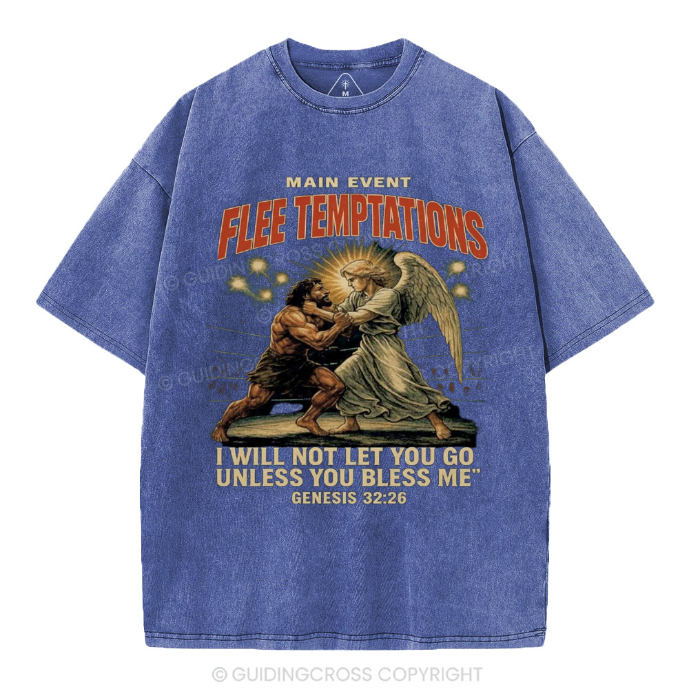 Main Event Flee Temptations  Christian Washed T-Shirt