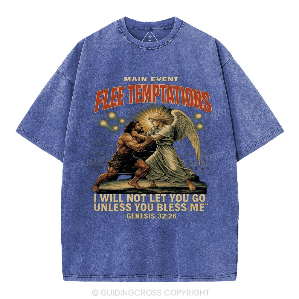 Main Event Flee Temptations  Christian Washed T-Shirt