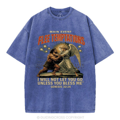 Main Event Flee Temptations  Christian Washed T-Shirt
