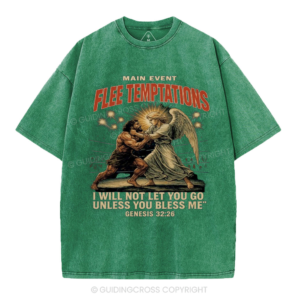Main Event Flee Temptations  Christian Washed T-Shirt