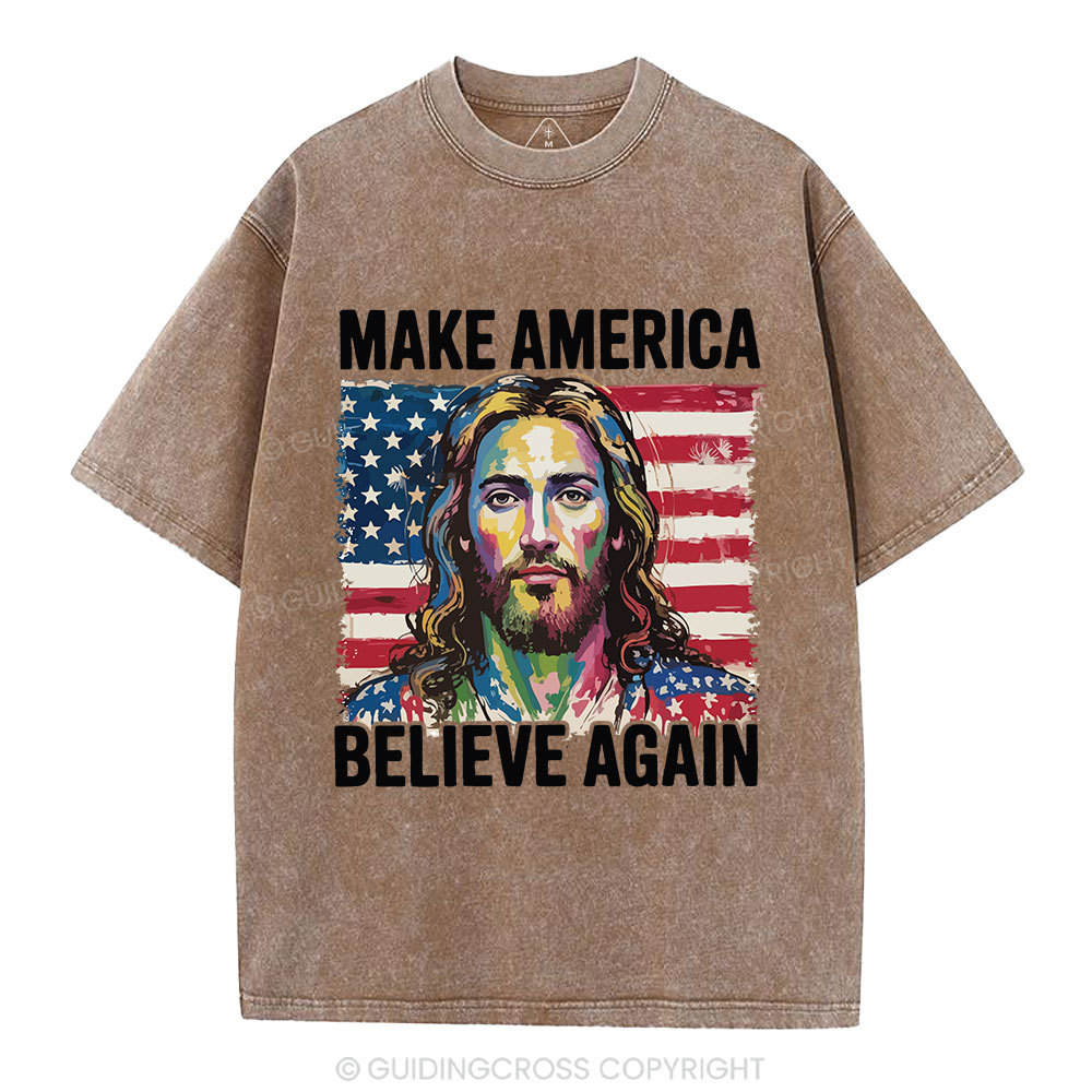 Make America Believe Again Christian Washed T-Shirt
