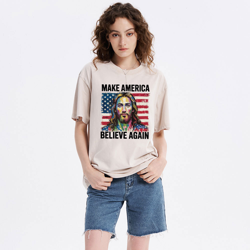 Make America Believe Again Christian Washed T-Shirt