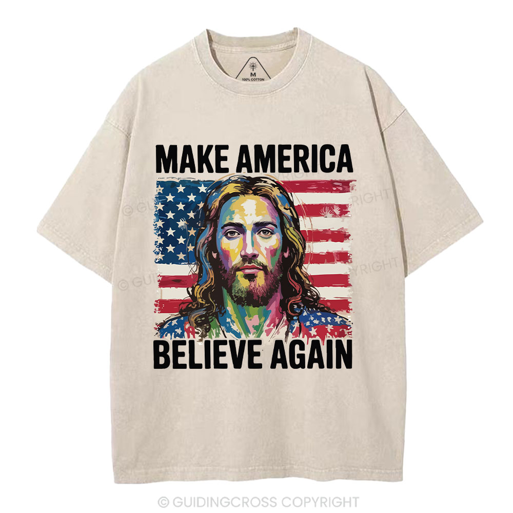 Make America Believe Again Christian Washed T-Shirt