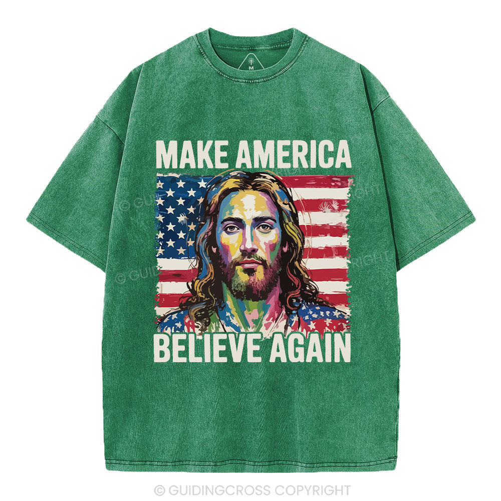 Make America Believe Again Christian Washed T-Shirt