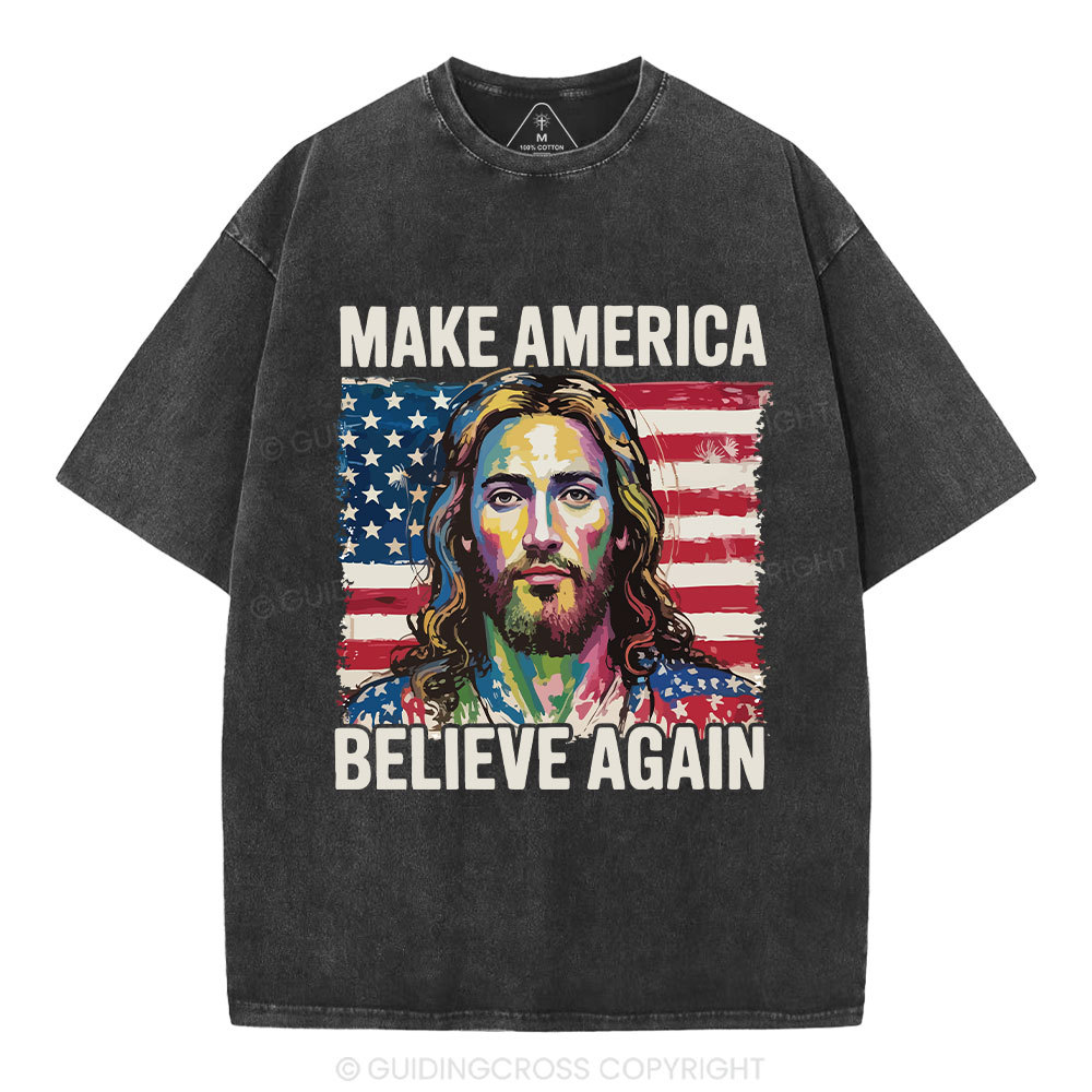 Make America Believe Again Christian Washed T-Shirt