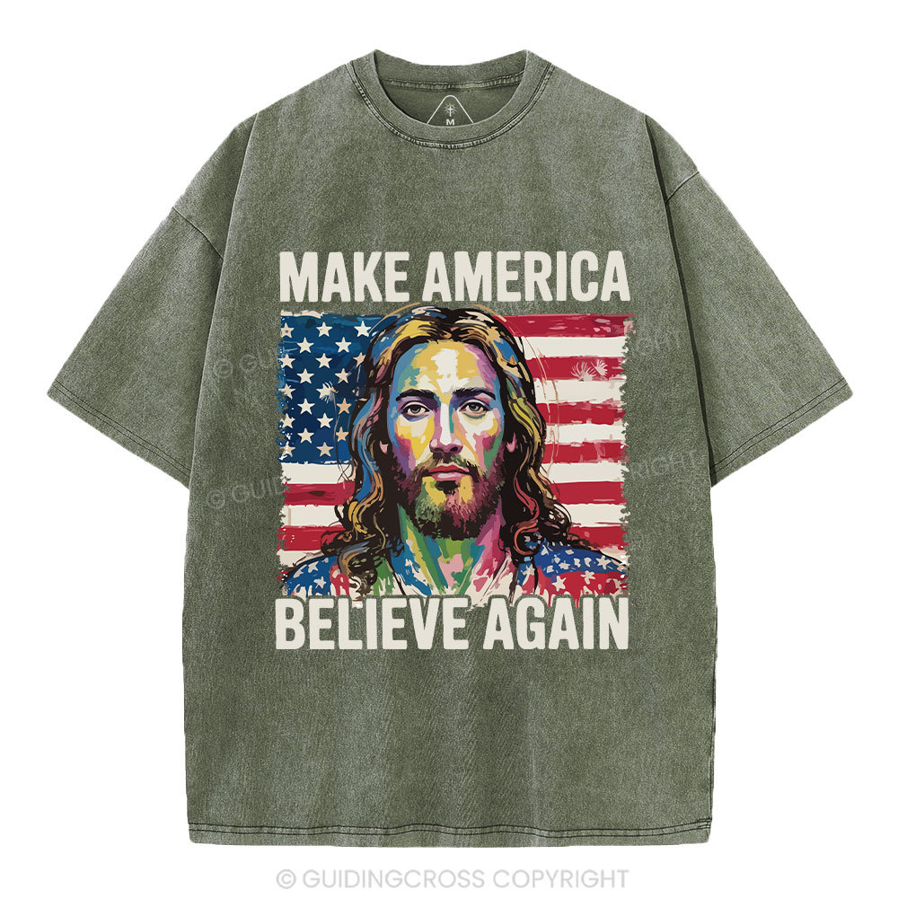 Make America Believe Again Christian Washed T-Shirt