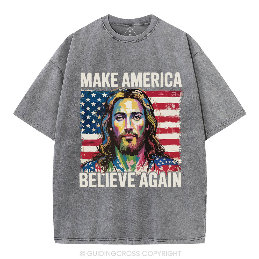 Make America Believe Again Christian Washed T-Shirt