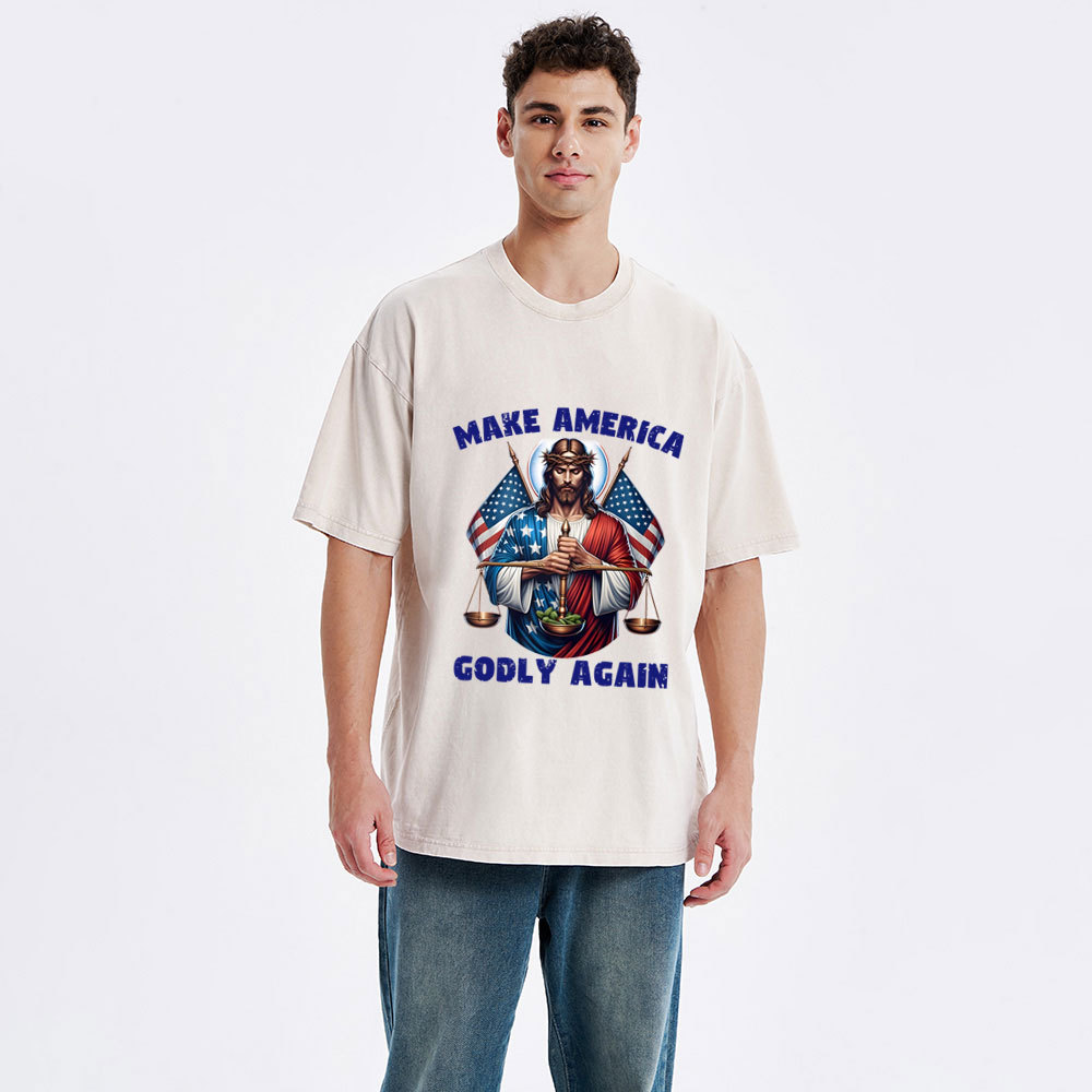 Make America Godly Again Christian Washed T-Shirt