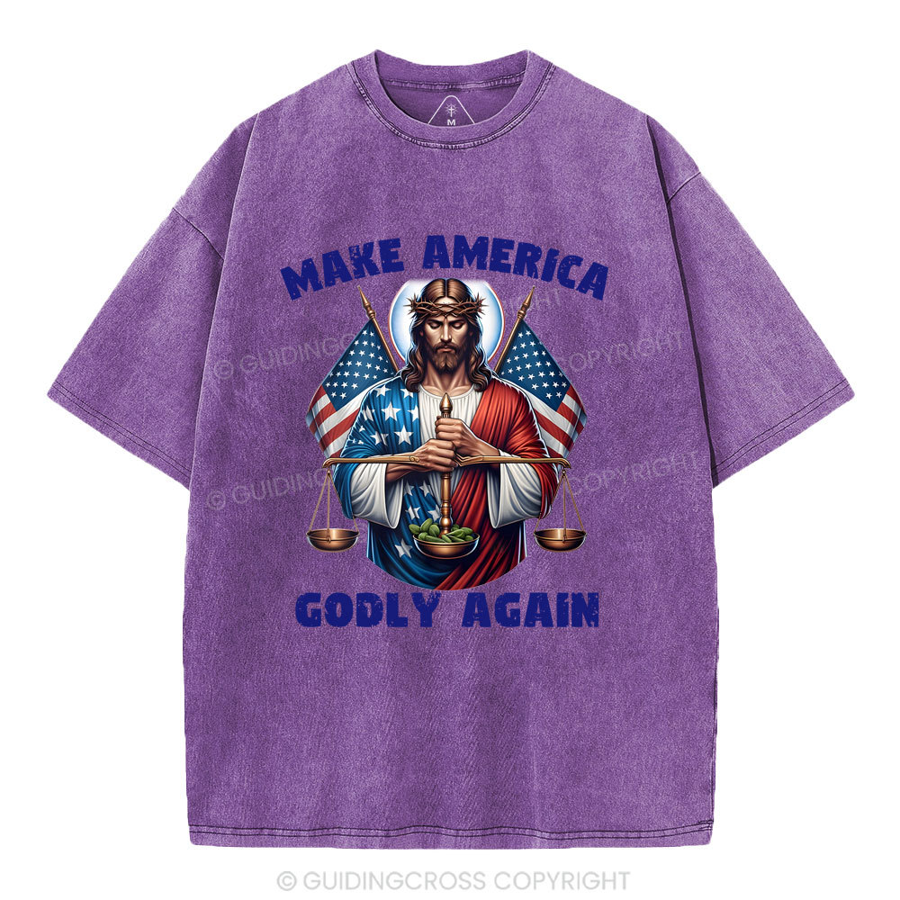 Make America Godly Again Christian Washed T-Shirt Sale - GuidingCross