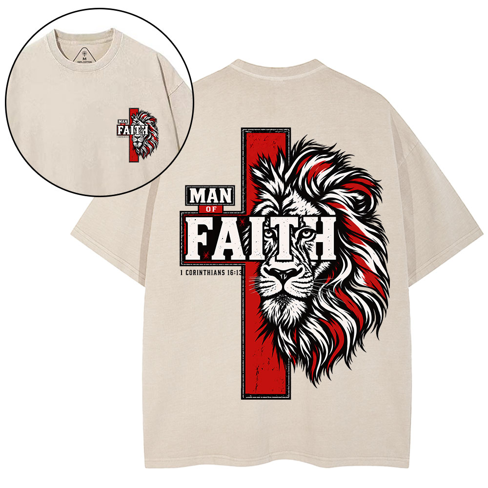 Man Of Faith Christian Washed T-Shirt