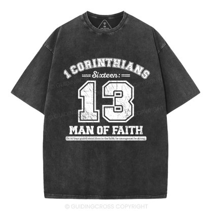 Man Of Faith Christian Washed T-Shirt